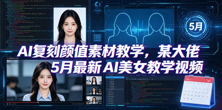 AI复刻颜值素材教学，某大佬5月最新AI美女教学视频，内含4月好物复刻教学-鸿图网创