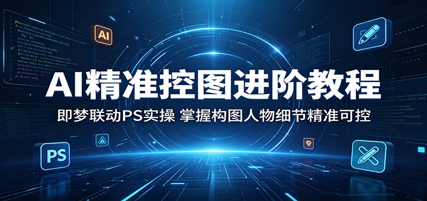 AI精准控图进阶教程：即梦联动PS实操，掌握构图人物细节精准可控-鸿图网创