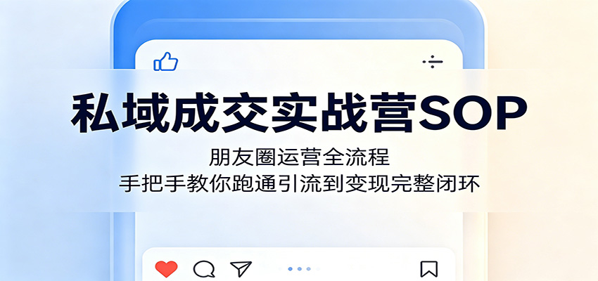 私域成交实战营SOP：朋友圈运营全流程，手把手教你跑通引流到变现完整闭环-鸿图网创