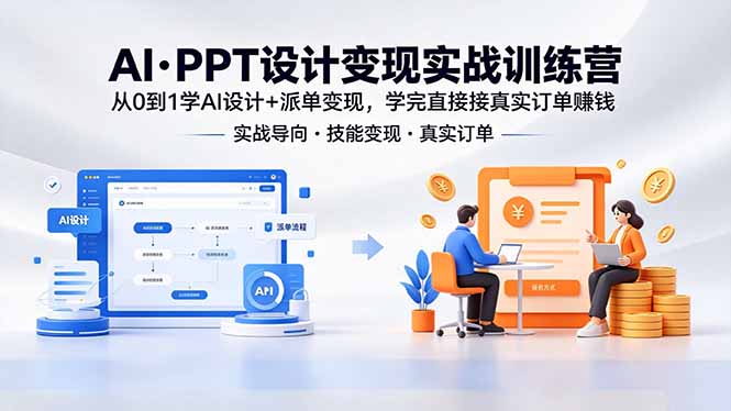 AI·PPT设计变现实战训练营，从0到1学AI设计+派单变现，学完直接接真实订单赚钱-鸿图网创